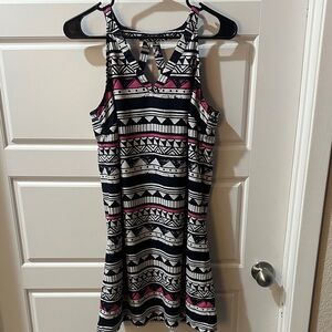 Skies Are Blue Black and Pink Geometric Mini Dress